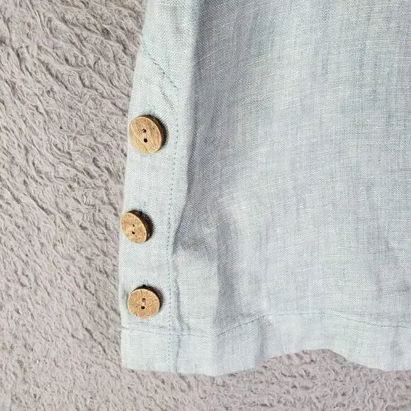 Cynthia Rowley Tunic Shirt Popover Women’s Size Large L Blue Teal Linen Button - Picture 4 of 8